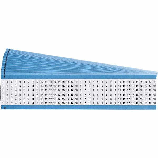 Brady Wire Marker Card Repositionable Vinyl Cloth Legend: 1 to 18 900 Total, 25PK WM-1-18-PK - main